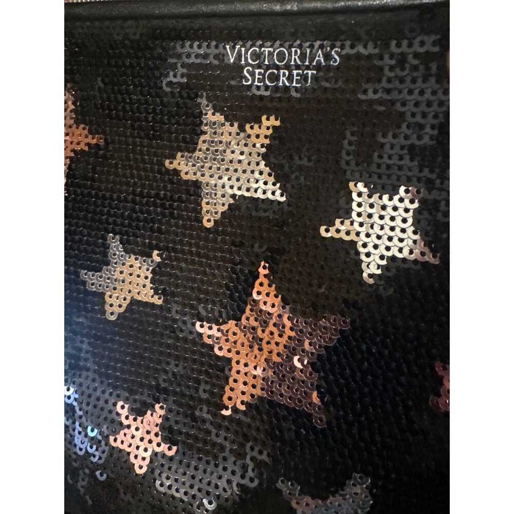 Victorias Secret Black Sequined Star Cosmetic Bag - Picture 4 of 5